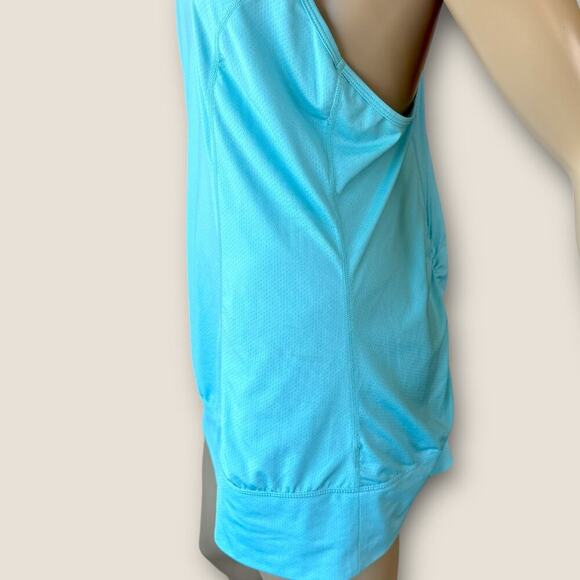 Zella Athletic Racerback Ruched Back Tank Top Gym Activewear Size L Long Blue - Picture 9 of 16
